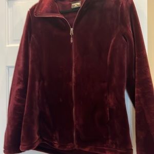 Maroon plush zip up with pockets